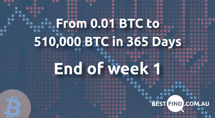 From 0.01 to 510,000 Bitcoins in 365 Days – End of Week 1